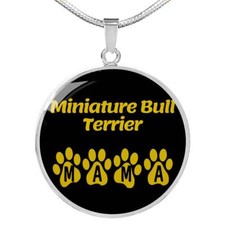 Miniature Bull Terrier Mama Circle Necklace Stainless Steel or 18k Gold 18-22"