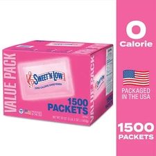 Sweet'N Low Zero Calorie Sweetener Value Pack, 1500 count, 53 oz