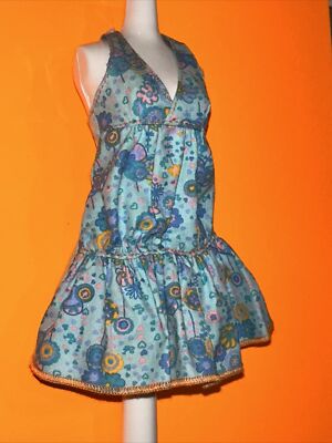 Barbie Clothes : Boho light Blue Floral Dress- Genuine Mattel  
