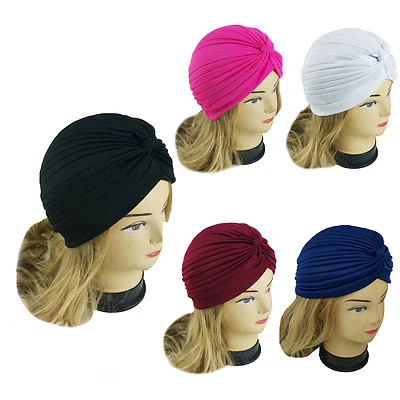 5 Femmes Sommeil Souple Extensible Turban Chimio Chapeau Tête Usure 5 Couleurs - Photo 1/4