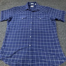 Vintage Ely Cattleman Pearl Snaps Blue Western Shirt Mens Extra Large Cowboy
