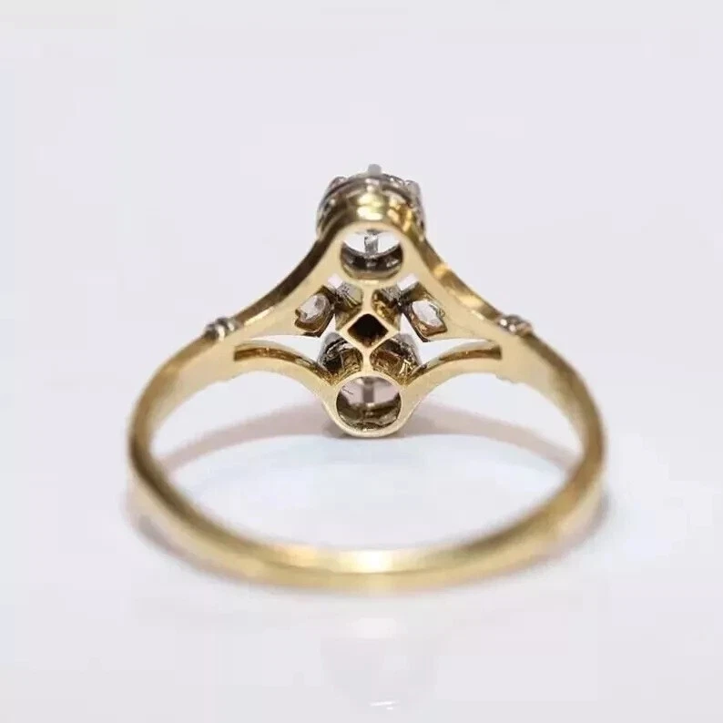 Vintage Style 0.2Ct Round CZ Dainty Wedding Ring Yellow Gold Over In 925 Silver - Image 3 of 4