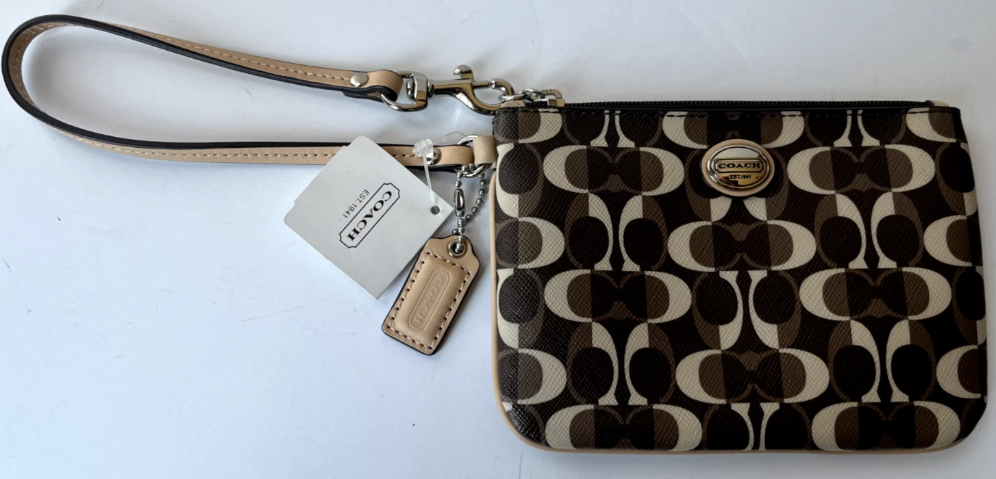 Coach Borsa Donna Polso Marrone Peyton Dream Piccola Firmata Designer Nuova con etichette