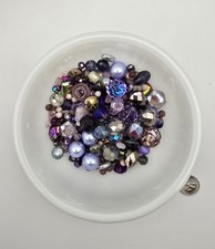6 Ounce Bag Of Loose Purple Beads, Variety Of Sizes, Glass Beads, Destash Item