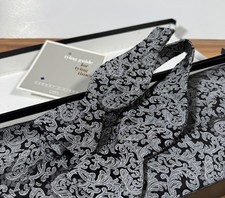 Carrot  Gibbs Gunmetal Gray Silver Fern Filigree 100 Silk Bow Tie Cummerbund
