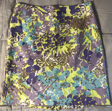 Talbot's Women's 6P Petite Cotton Pencil Skirt Floral Purple Pastel Lined Zip