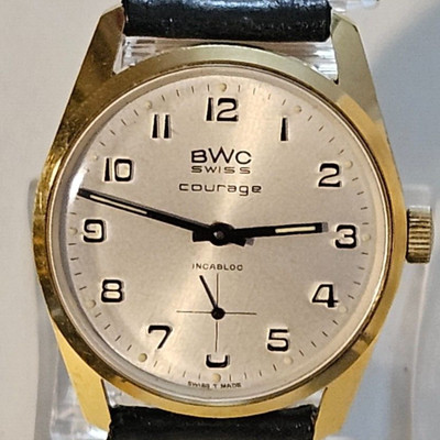 Herrenuhr BWC Vintage Swiss COURAGE AS-1130 mechanical 17J NOS TOP Old Stock