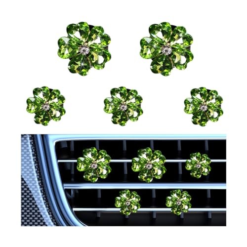 5PCS Bling Heart Flower Car Air Vent Clip, Crystal 2 Size Vehicle Air Green - Picture 2 of 7