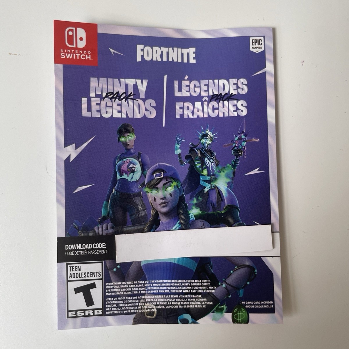 Epic Games Nintendo Switch Fortnite Minty Legends Pack for sale