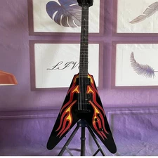 Flying V Electric Guitar HH Pickups Solid Mahogany Body&Neck TOM Bridge