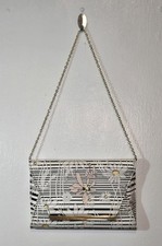 Y2K Jessica McClintock Floral Stripe Clutch Bag with Chain Strap