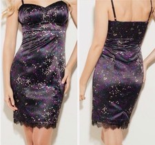 NEW! Guess Donna Confetti Black Multi Color Spaghetti Strap Satin Sexy Dress-4