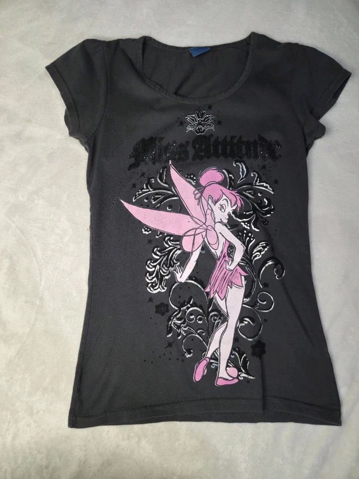 Винтажная футболка Disney Tinkerbell Miss Attitude Y2K гранж готическая фея детская футболка - Изображение 2 из 4