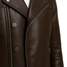 Mens Dark Brown Genuine Leather Biker Jacket ...