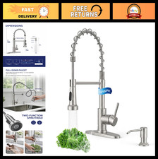 Pull-Down Kitchen Faucet with Soap Dispenser, Brushed Nickel, High-Arc Design, 2