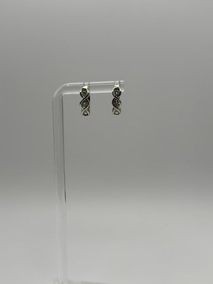 Heavy Silver Plated Twisted Infinity Huggie Hoop Earrings NWOT