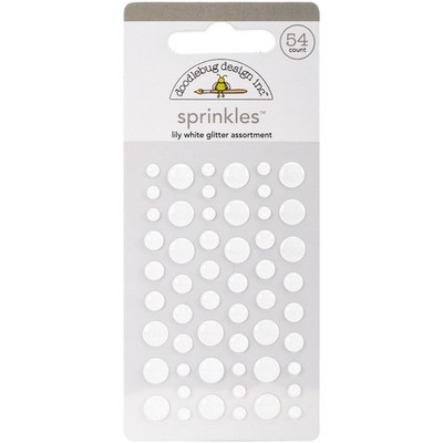 Doodlebug Sprinkles Adhesive Glitter Enamel Embellishments Lily White