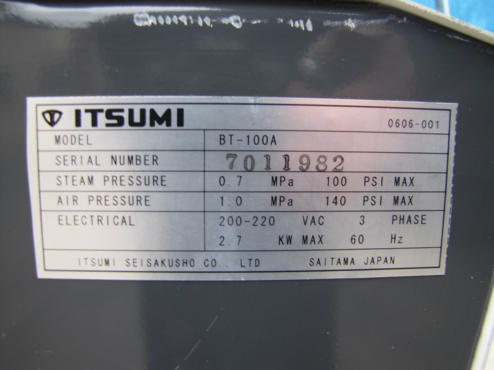 Itsumi BT-100A Single Buck Body & Sleever Dry Cleaning Machine 220V 3 Phase