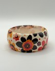 Retro Floral Acrylic Bangle — Chunky Flower Power 60s/70s Vintage Style