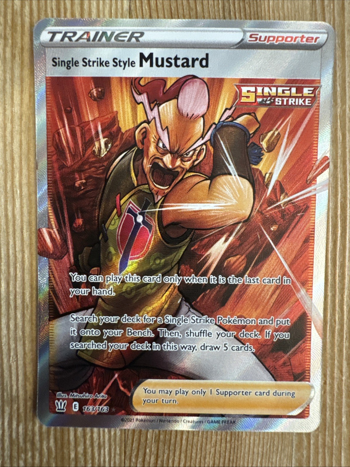 Single Strike Style Mustard - 163/163 - Pokemon Battle Styles Full Art Rare NM