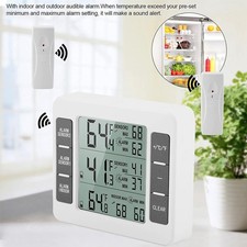 Wireless Fridge Freezer Thermometer 2 Probes Temp Alarm Indoor Outdoor Monitor