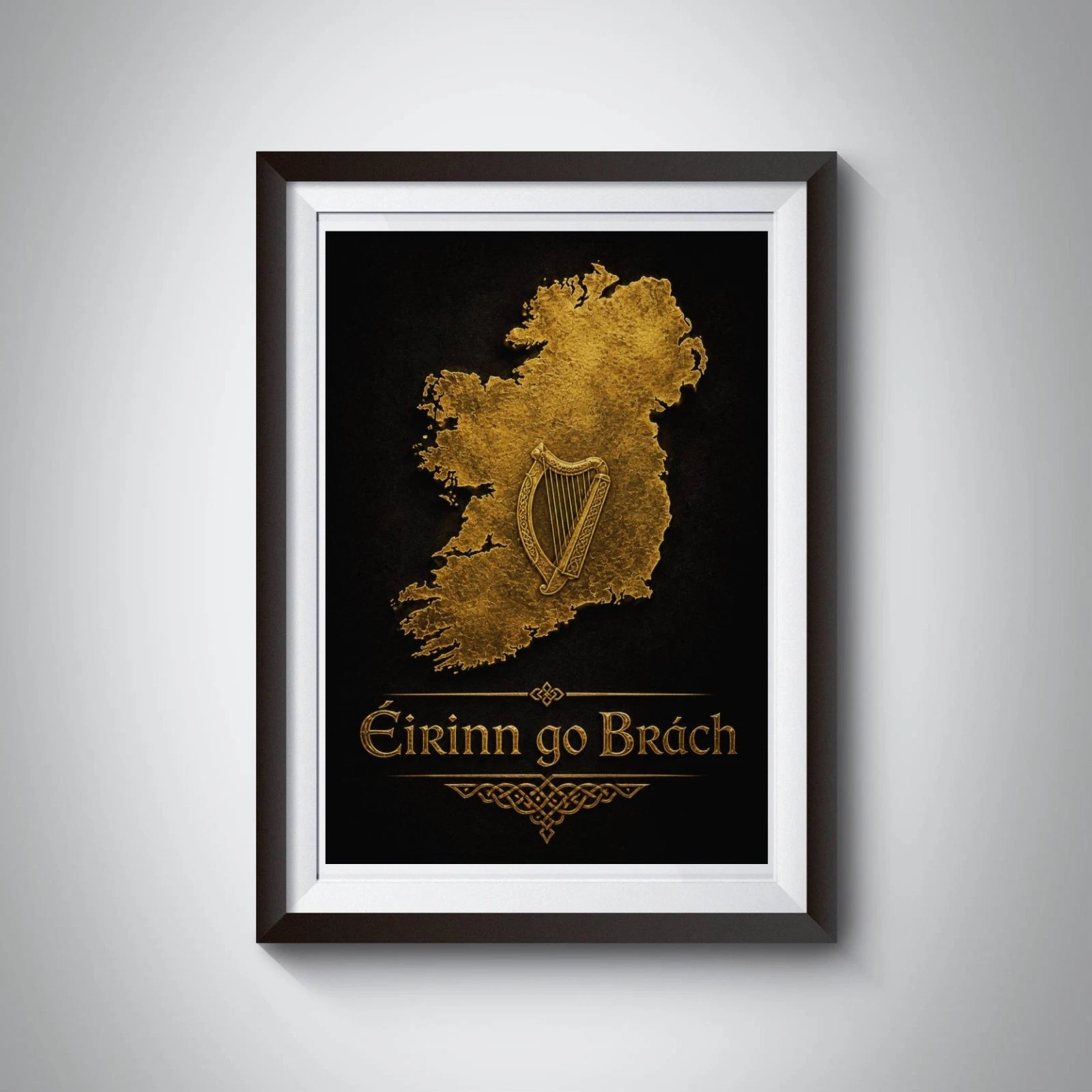 Éirinn Go Brách Ireland Map Wall Art Print Poster Irish Celtic A4 Home Decor