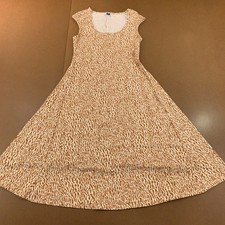 Old Navy Womens Small Petite Brown Cheetah Sleeveless Fit & Flare Midi Dress New