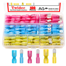 100PCS Heat Shrink Spade Connectors Kit Quick Disconnect Wire Terminals