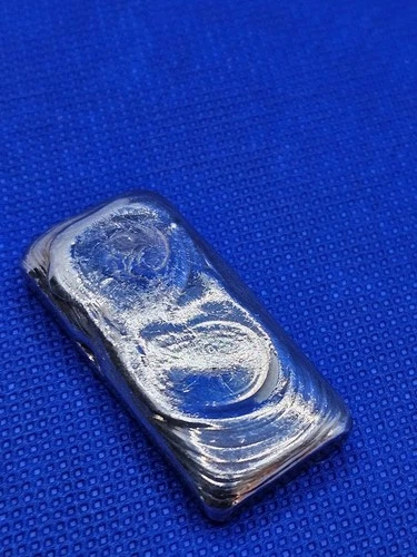 2.11 oz Hand Poured .999 Silver Loaf Bullion Bar by MKC,  cooling lines