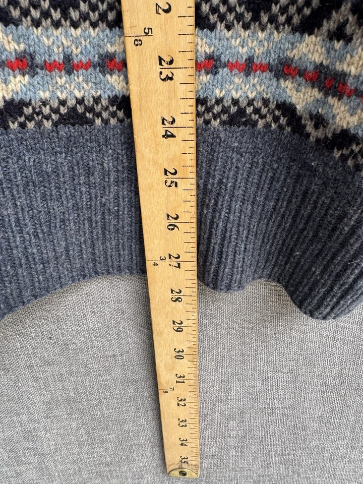 J Crew Sweater Mens Large Gray Lambs Wool Crew Neck Fair Isle Nordic Preppy Foto 4 de 4