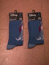 Disney EEYORE Winnie the Pooh Lot 2 Pair Blue Crew Style Adult SOCKS ribbed NEW
