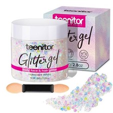 Body Face Glitter Gel White 80g Rave, Mermaid Makeup, Hair Glitter for Kids