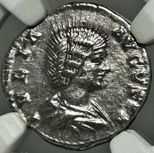 Julia Domna AR Denarius AD 193-217 Pudicitia NGC Ch XF