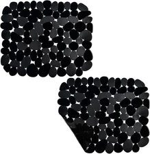 Coopay 2 Pack Kitchen Sink Mat Small Size Plastic Pebble Black 