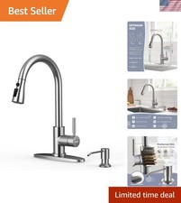 Kitchen Faucet with Soap Dispenser and Pull Down Sprayer, RV Single Handle Cl...