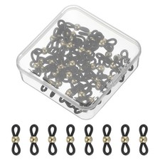 Eyeglass Chain End, 60 Pcs Round Chain Connector with Small Box, Black/Gold