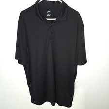 Nike Size 2XL Men's Black Polo Dri-Fit Short Sleeve Shirt