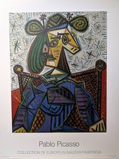 Pablo Picasso "Woman Sitting in Armchair" Exhibition Poster Genuine Vintage 1986