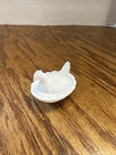 Vintage Westmoreland Opaline Milk Glass Mini Hen On Nest Salt Cellar