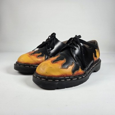 Women s Sz 7 Tred Air Leather Flames Low Shoes Lace Up Black TredAir England