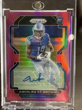 2021 Panini Pink Prizm #358 Amon-Ra St. Brown Lions RC Rookie AUTO