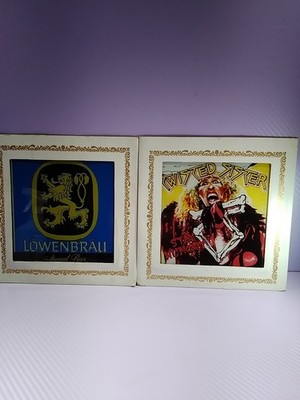 Twisted Sister & Löwenbräu Special Beer,Painted Glass Carnival Prize,80s Vintage