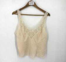 Vintage Sears Pink/Tan Cream Lace Nylon Camisole USA Medium Coquette Romantic