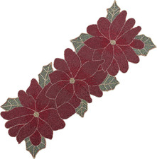 Christmas Beaded Table Runner - Poinsettia - Xmas Holiday Harvest Autumn Fall Th