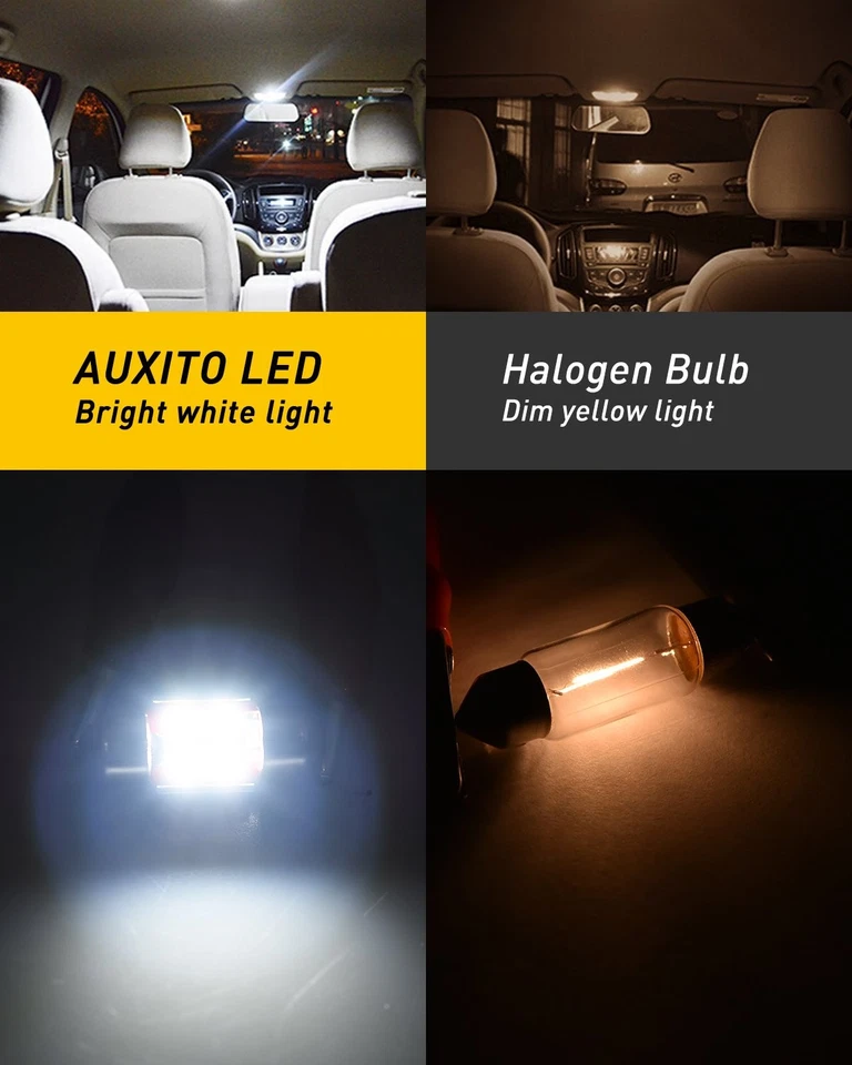 31MM LED BlancoLICENCIA PUERTA DOMO PLACA MAPA LUZ BOMBILLAS 12V AU AUXILIAR 2Set Foto 2 de 4