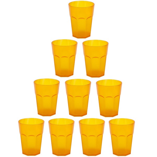 10X Kunststoffbecher Trinkbecher Plastikbecher Trink-GläSer Mehrweg 0,25L Orange-image