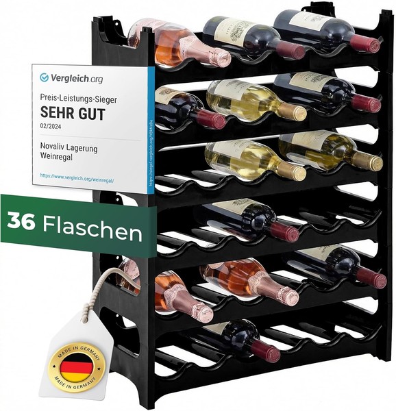 Novaliv Flaschenregal FüR 36 Flaschen Aus Kunststoff, Erweiterbar, Weinregal-image