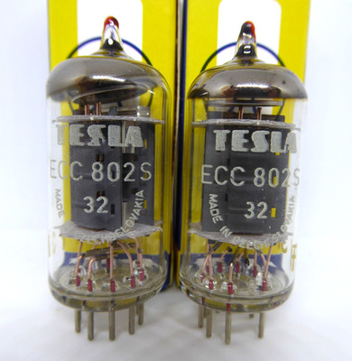 2x (PAIR!) TESLA ECC802S  (12AU7WA E82CC B329) lk. Telefunken 100%, 1974, NOS 14
