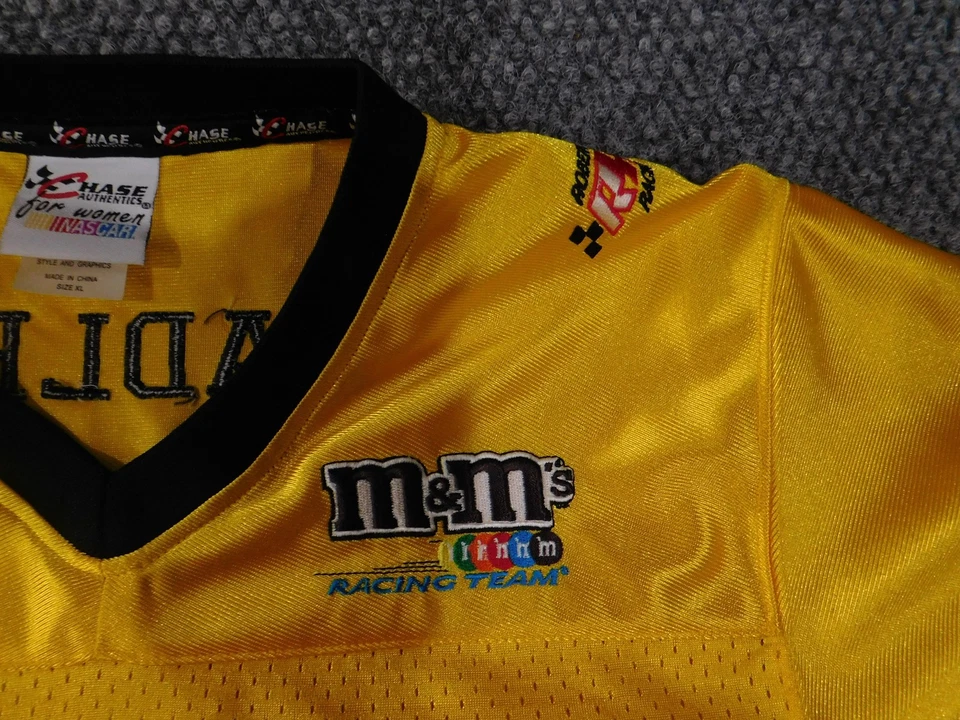 M&M's Racing Team Jersey Womens XL Yellow Mesh NASCAR Racing 38 Elliott Sadler - Image 4 of 4