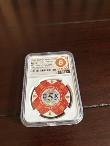 🔥 2016-17 BTCC 5K Bits 0.005 BTC NGC MS70 Like Casascius UNREDEEMED RARE🔥